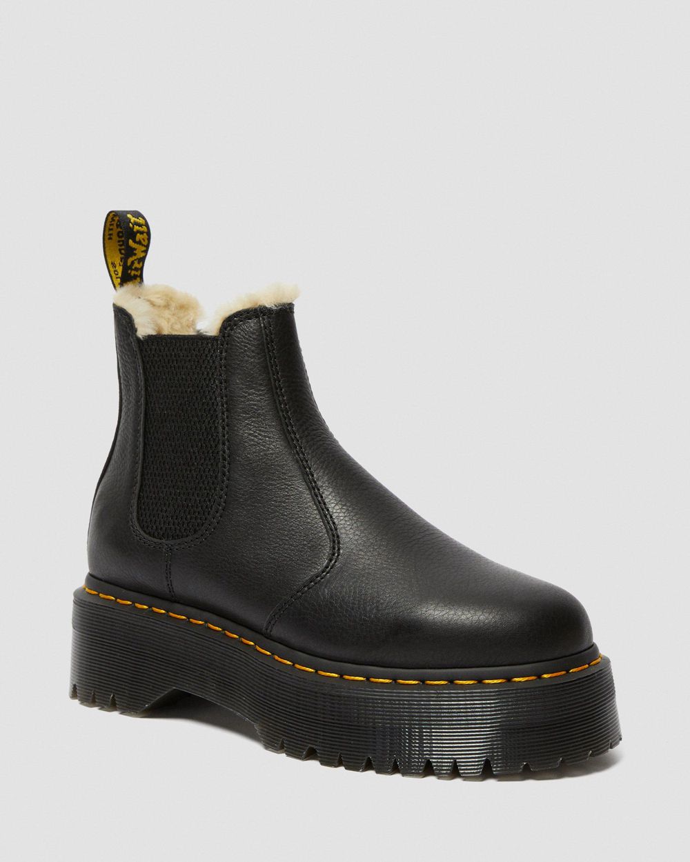 Dr Martens 2976 Faux Fur Lined Platform Chelsea Boots Damske ( Čierne ) SK 219-FDPQIW